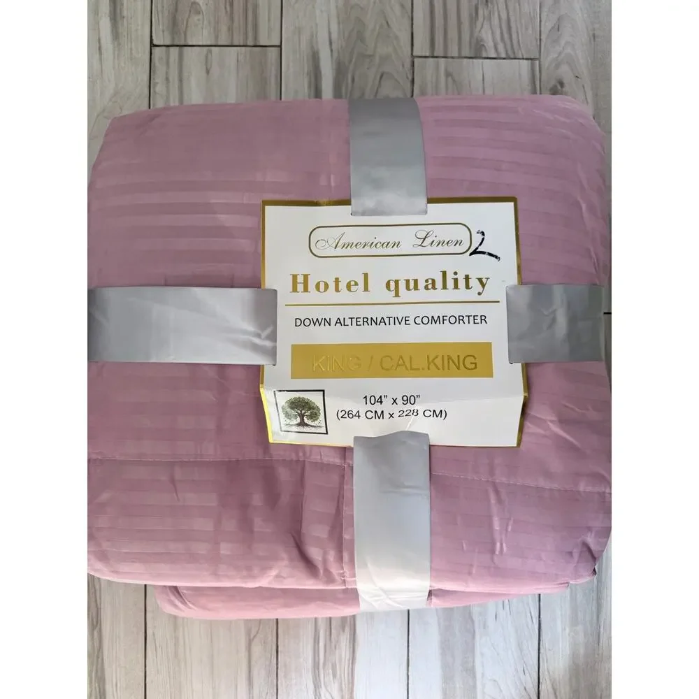 Hotel Quality Down Alternative 100% Cotton Cal King/king Comforter Pink/lavender